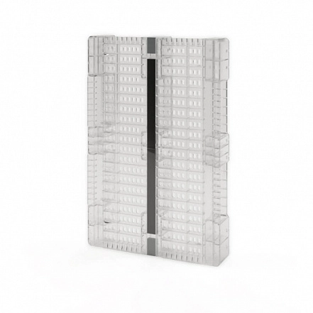 Стеллажный сплошной поддон на трёх полозьях усиленный одной трубой 1200x800x150 с бортиком 