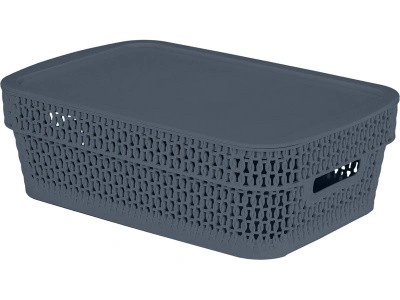 Корзина 281х185х89 3л. с крышкой, стенки перф, дно сплошное, код: 36140