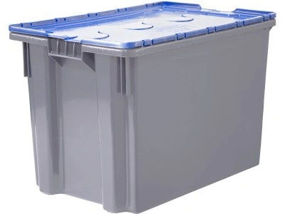 Ящик с крышкой п/э 600х400х415 сплошной, гладкое дно, код: 33154