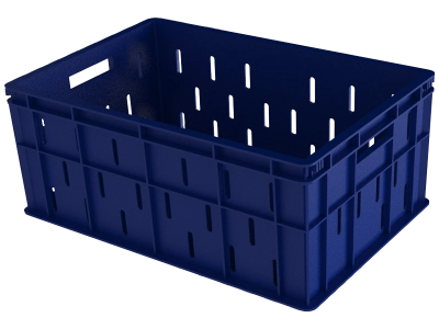 Ящик универсальный пищевой 600х400х250, прорезанный со сплошным дном 