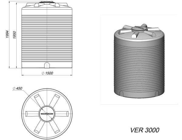 Емкость VER 3000 КАС красная