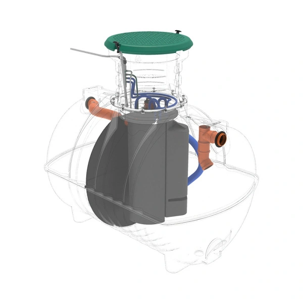 Автономная канализация Rostok Ground 8 Pro с горловиной 600 мм и принудительным отведением стоков 