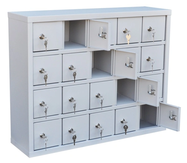 Шкаф для хранения мобильных телефонов на 20 ячеек 580x720x200 мм Серый