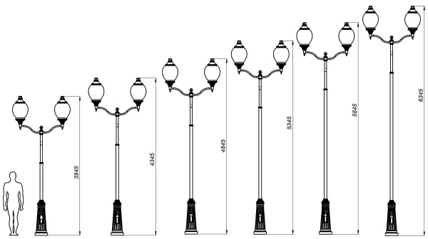 Фонарный столб Л-05-2 со светильниками 4,345 м