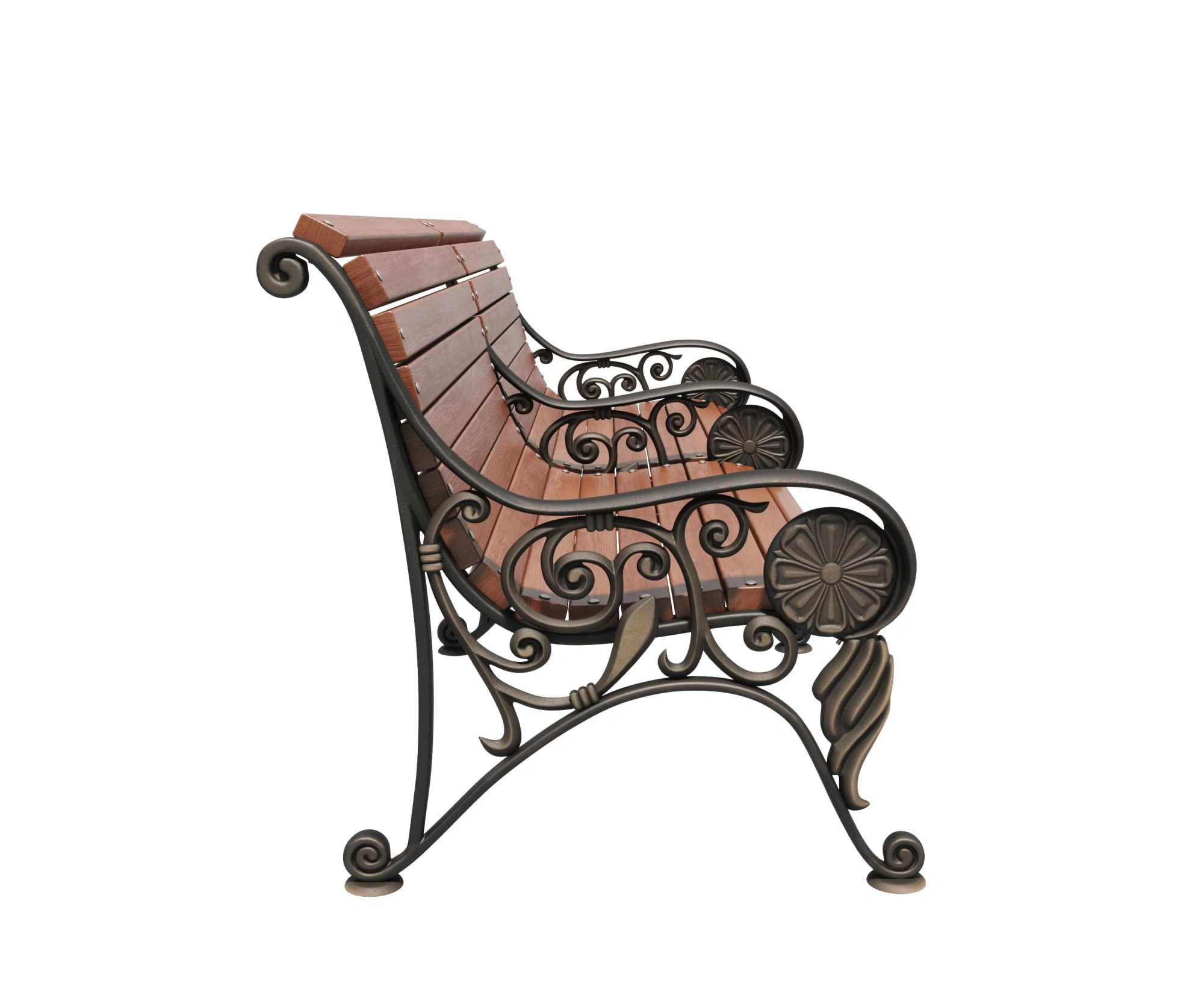 Скамейка чугунная «Парк Чаир» С разделителем