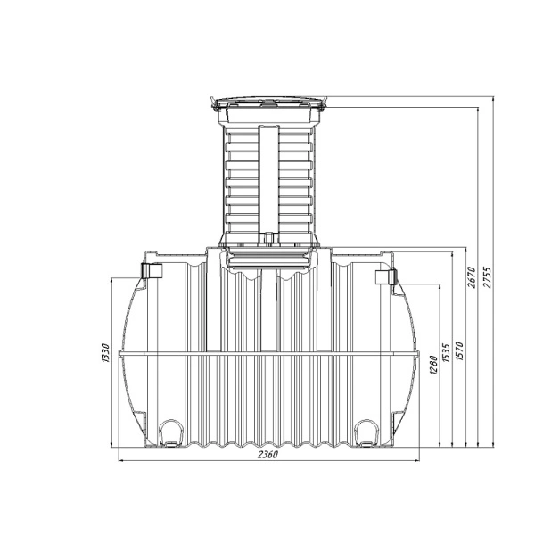 Автономная канализация Rostok Ground 8 Pro c горловиной 1000 мм и принудительным отведением стоков 