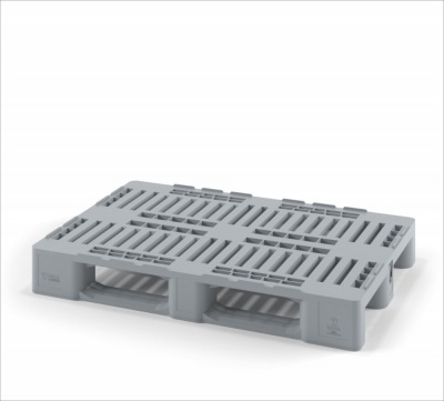 Усиленный перфорированный пластиковый поддон 1200х800 на трёх полозьях