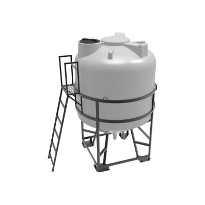 Емкость ЦКТ 5000 л с патрубком 110мм под плотность до 1,2 г/см³ белая в обрешетке с лестницей